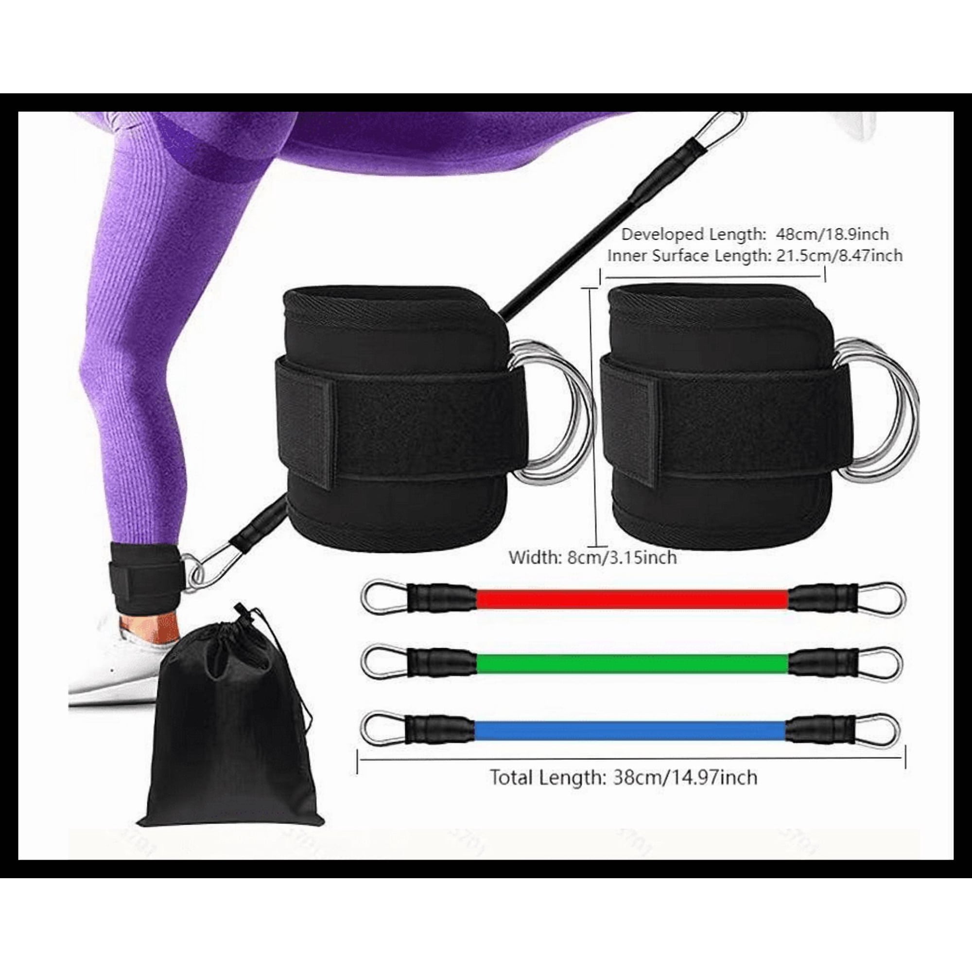 Magideal - Bandas De Resistencia Para Tobillos Con Puños, Bandas Para Tobillos, Bandas De Resistencia De 3 Niveles Diferentes, Equipo De Ejercicios Para Entrenam