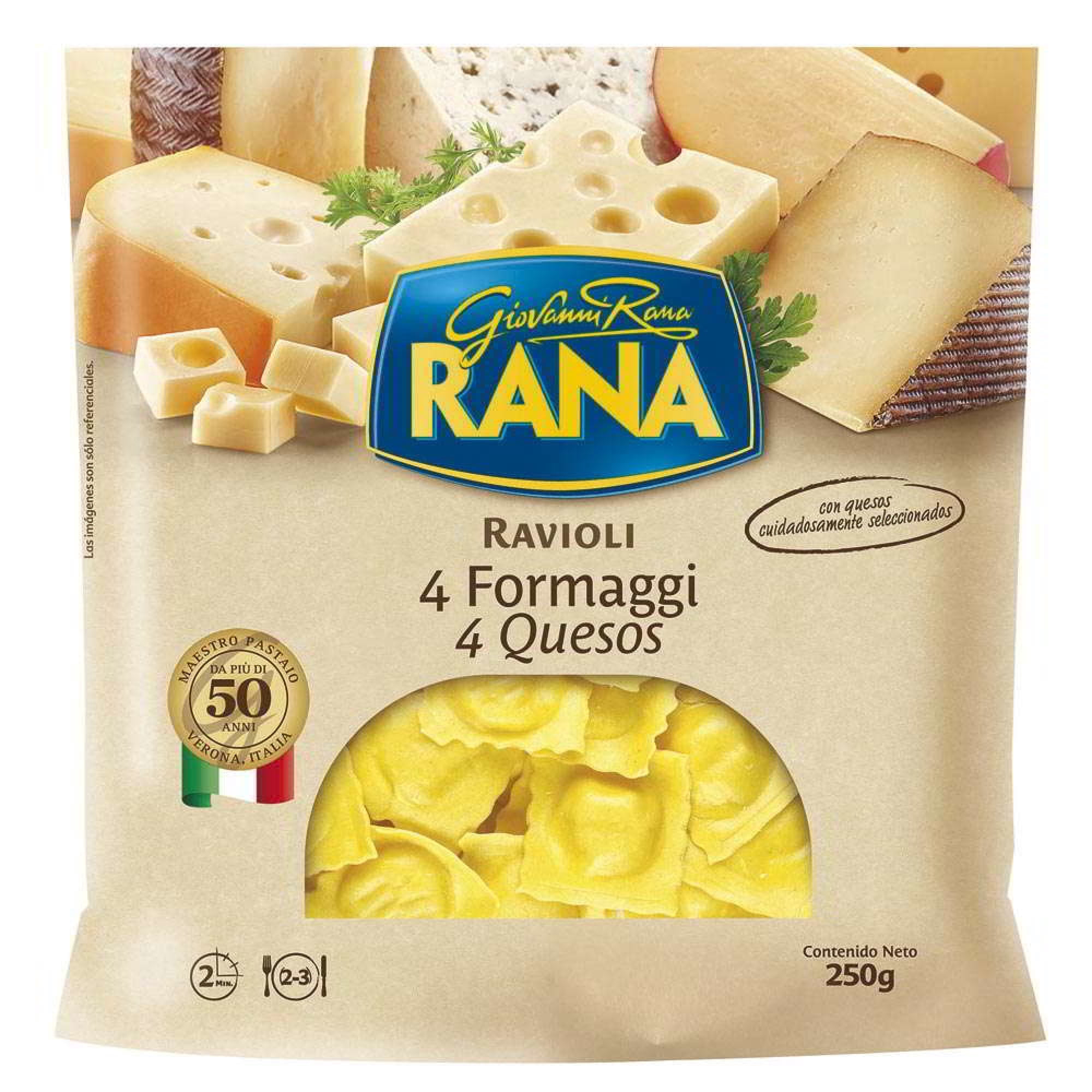 Pasta Fresca Ravioles 4 Quesos 250 g Rana