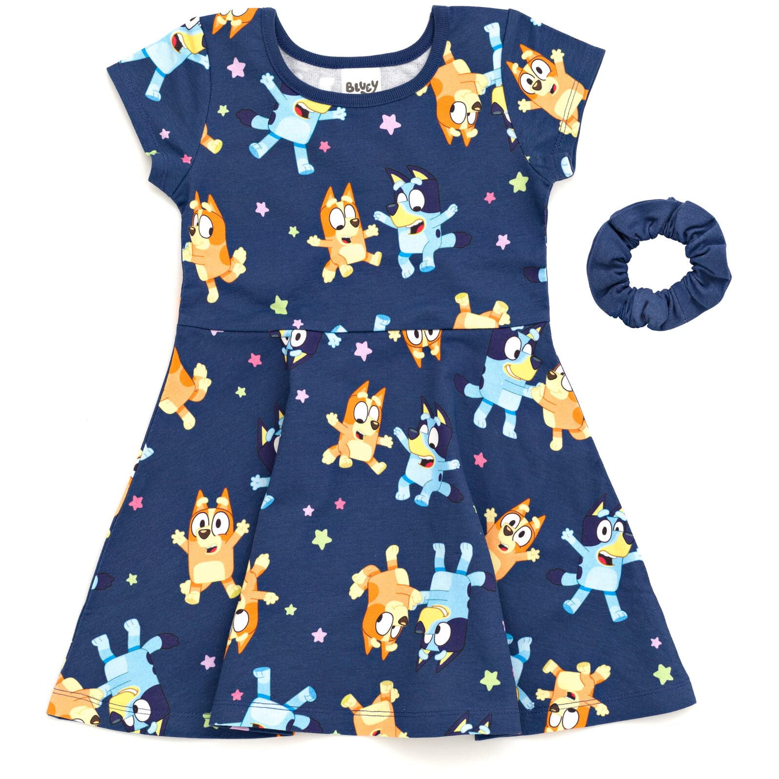 Bluey - Vestido Bingo Skater French Terry Con Coletero 4t Azul