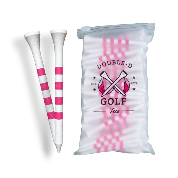 Golf Tees Double-D Golf Bamboo que apoyan el cáncer de mama