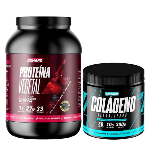 Gohard - Proteina Vegetal Frutos Del Bosque 1Kg Pack Colageno Hidrolizado 300Gr