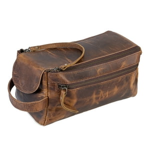 Bolso Neceser De Cuero Natural, Cosmetiquero. Estilo Rustico, Café Vintage. Franz Mossi