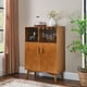 thumbnail image 1 of 31.5" Liquor Cabinet with Wine Glass Holder & Wine Rack & Adjustable Shelf, Wine Cabinet, Kitchen Coffee Bar Cabinet, Rustic Sideboard Buffet Cabinet with storage for Home Farmhouse Dining Room, 1 of 3