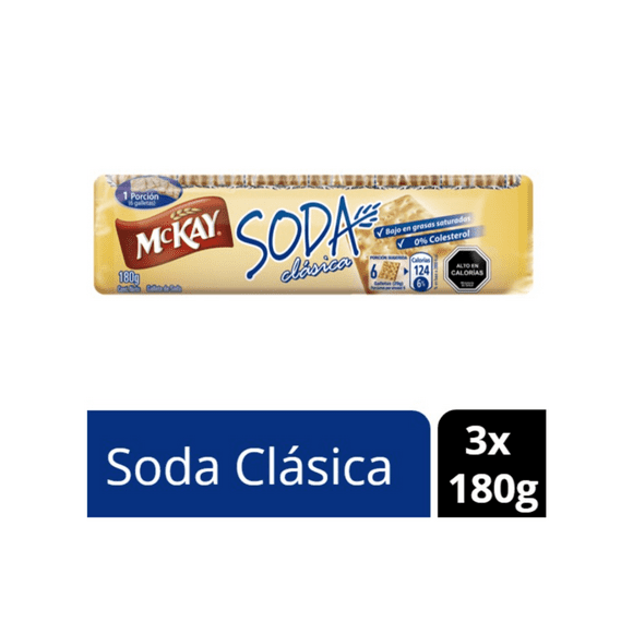 Pack x3 galleta Mckay® soda clásica 180g