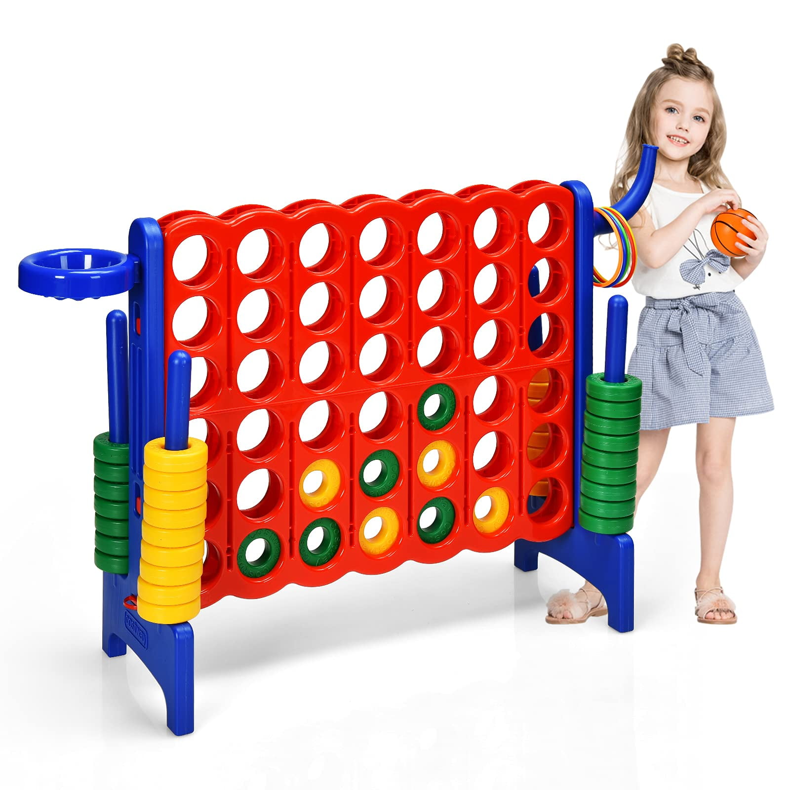 Set De Juego Gigante Costway Jumbo 4 Para Anotar Con Aro De Baloncesto