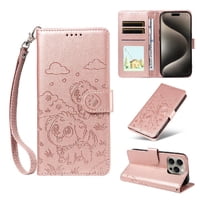 Funda Billetera Foxdock Compatible Con Iphone 15 Pro, Diseño Perrito Tierno, Ranuras Para Tarjetas Y Soporte Plegable