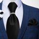 thumbnail image 4 of Corbata Hombre Seda En Caja + Anillo Dorado, Paño Y Colleras negro Talla Única, 4 of 4