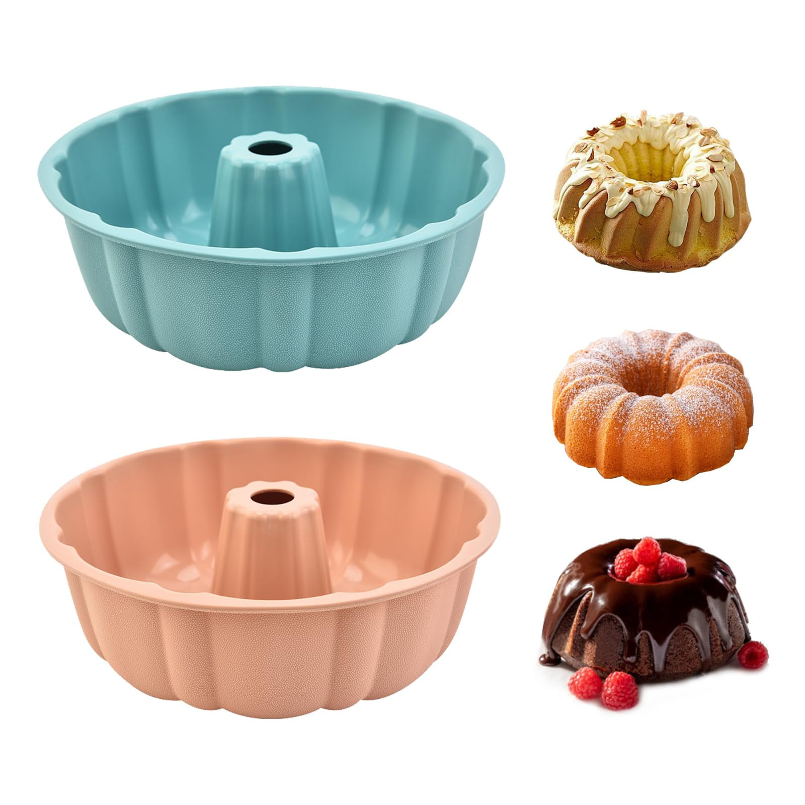 Juego De 2 Moldes Para Tartas Padele De Silicona Antiadherente De 10 Pulgadas, Color Rosa Y Azul