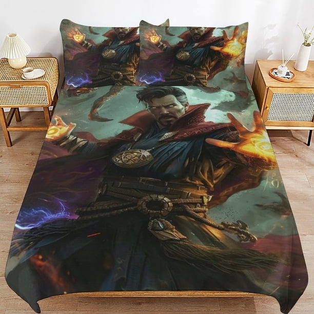 Doctor Strange Bedding Sets Ultra Soft Skin-Friendly Duvet Cover 3 Piece, Cute Comforter Cover Bed Set for Boys Girls Kids
