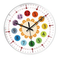 Magideal - Reloj De Pared Silencioso Para Estudiantes, Reloj Didáctico, Decoración De Habitación De 8 Pulgadas, Relojes Decorativos Para Paredes Para Cocina, Bañ Borde Blanco A