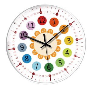 Magideal - Reloj De Pared Silencioso Para Estudiantes, Reloj Didáctico, Decoración De Habitación De 8 Pulgadas, Relojes Decorativos Para Paredes Para Cocina, Bañ Borde Blanco A