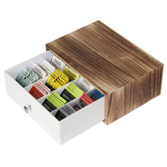 Caja de almacenamiento de té JACKCUBE DESIGN de madera rústica con 12 compartimentos
