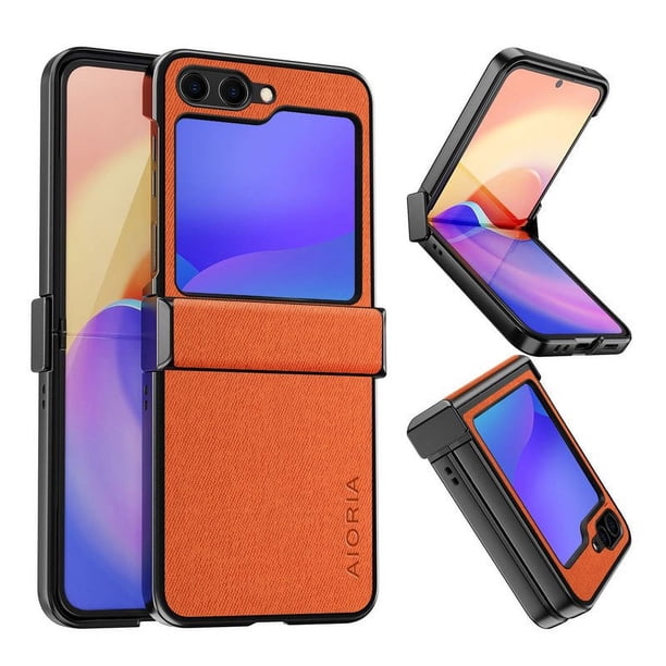 Classic Solid Color Textile Leather Phone Case For Samsung Galaxy Z Flip5