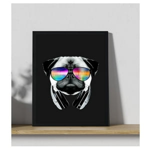 Genérico - Cuadro Decorativo Perro Pug Con Lentes Medidas 30X40 Cm