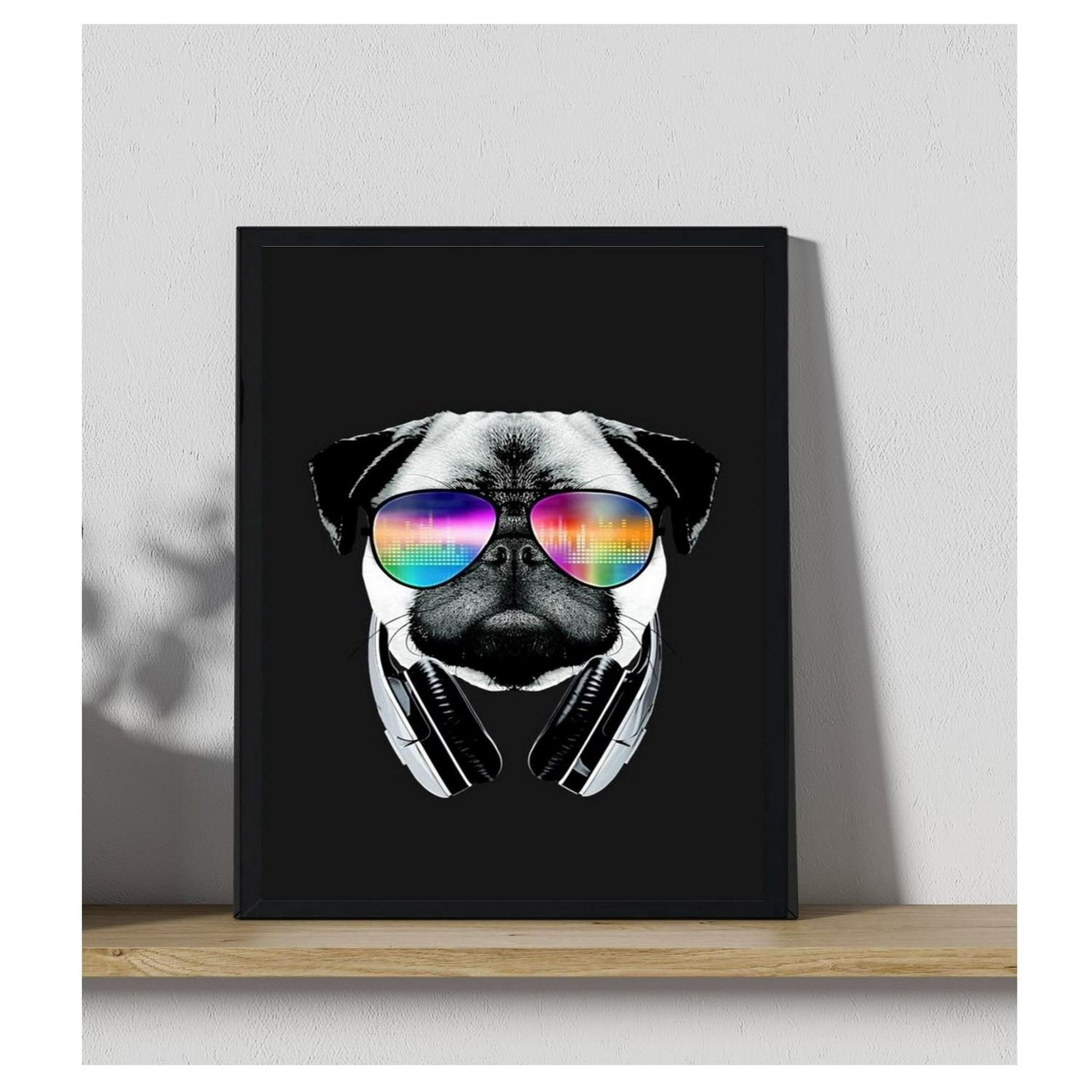 Genérico - Cuadro Decorativo Perro Pug Con Lentes Medidas 30x40 Cm