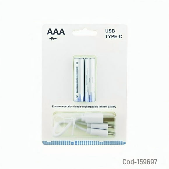 Pila Recargable Usb Type c Aaa Set X 2 Pcs 1.5 Volt 600 Mwh