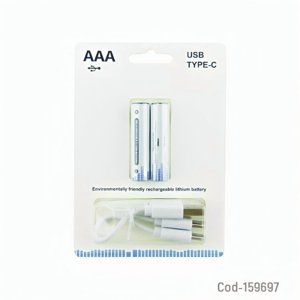 Genérico - Pila Recargable Usb Type-C Aaa Set X 2 Pcs 1.5 Volt 600 Mwh