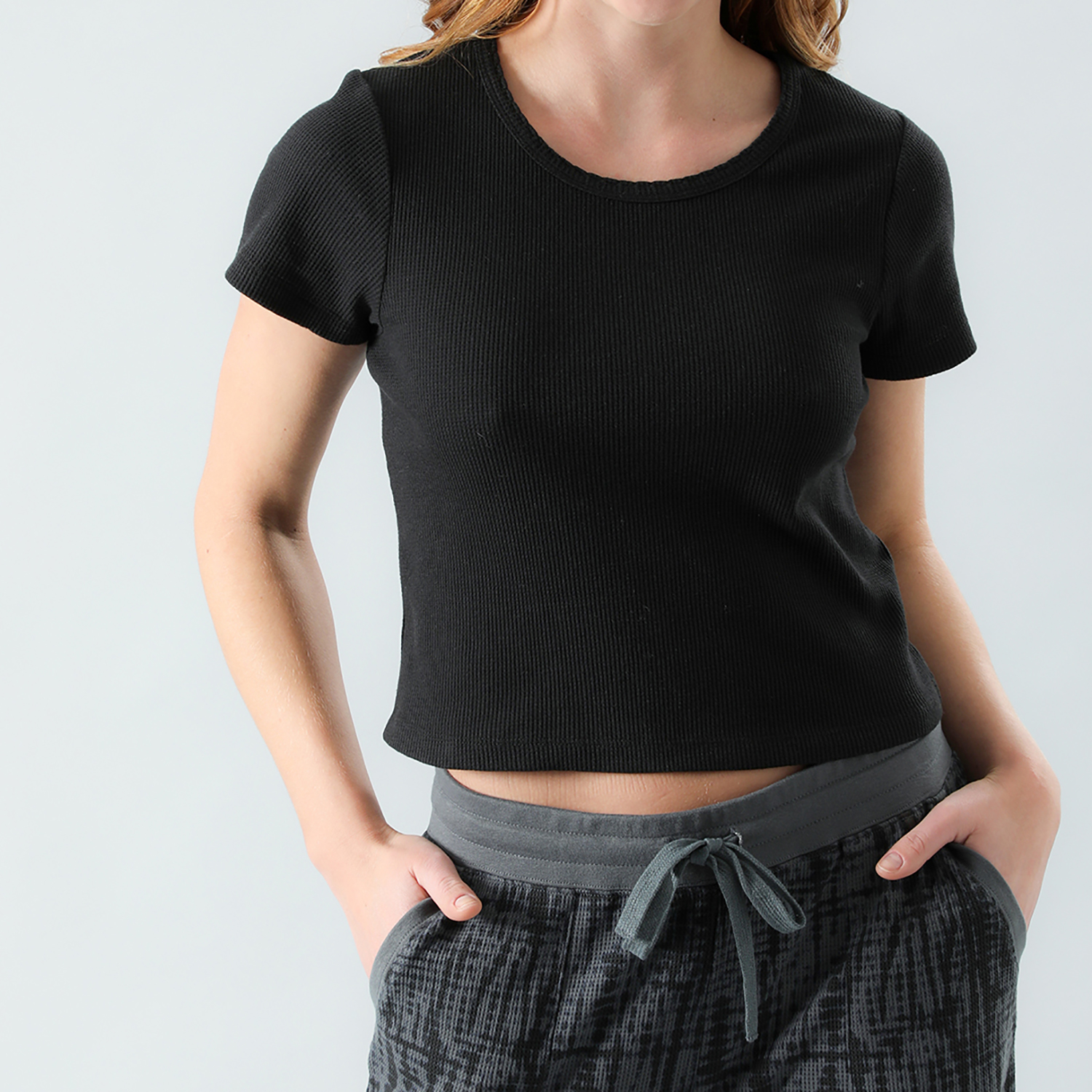 Polera Waffle Manga Corta Flores Mujer 50378-2