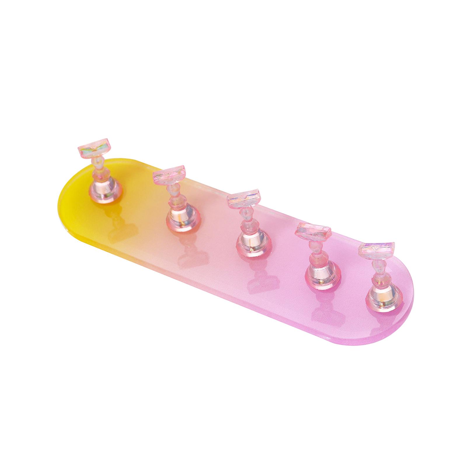 Magideal - Soporte Magnético Para Uñas, Equipo Para Salón De Uñas, Soporte Para Puntas De Uñas, Expositor De Uñas Rosa Y Amarillo