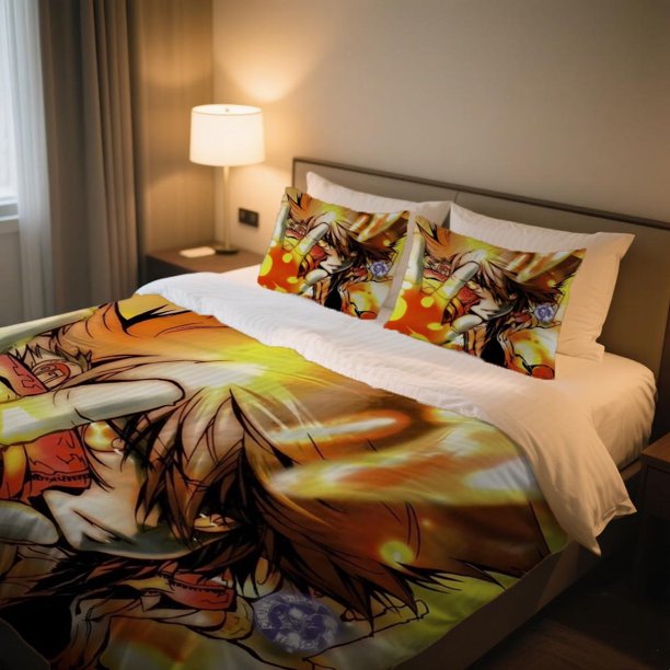 HITMAN REBORN Tsuna Flaming Aura Duvet Cover Set 1 Duvet Cover + 2 Pillowcases Polyester