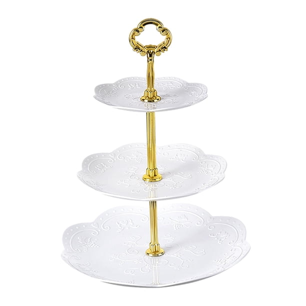 Soporte para repostería de 3 niveles, bandeja decorativa para servir frutas, bandeja para servir aperitivos, soporte para pastel, Baby Shower, boda de estilo B