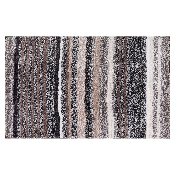 REGALWOVEN Alfombra de Baño a Rayas Suave Absorbente con Respaldo Antideslizante de Secado Rápido Lavable a Máquina Alfombras de Baño Regalos para el Hogar Marrón 16" x 24"