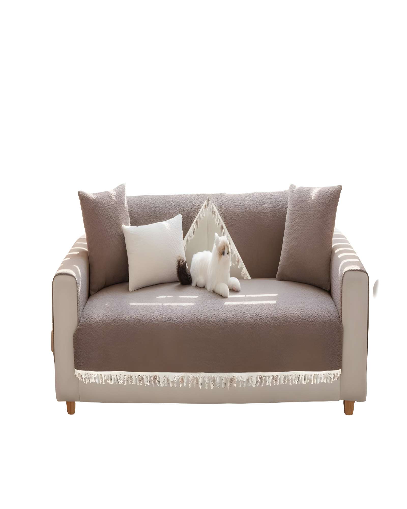 Genérico - Pack De 5 Fundas De Sillon Con Flecos Marron