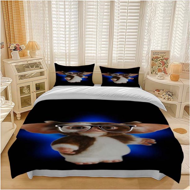 3pcs Cute Beast Gizmo Themed Bedding Set Duvet Cover and Pillowcase Set Soft and Comfortable