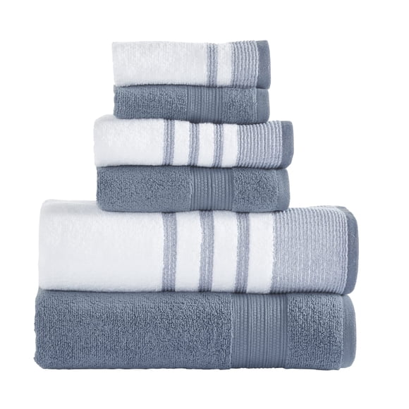 Juego de toallas Modern Threads Reinhart Denim, 6 piezas, blanco