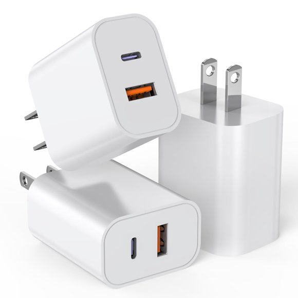 Bloque de carga DelTucci de 20 W con doble puerto USB C + USB A para iPhone