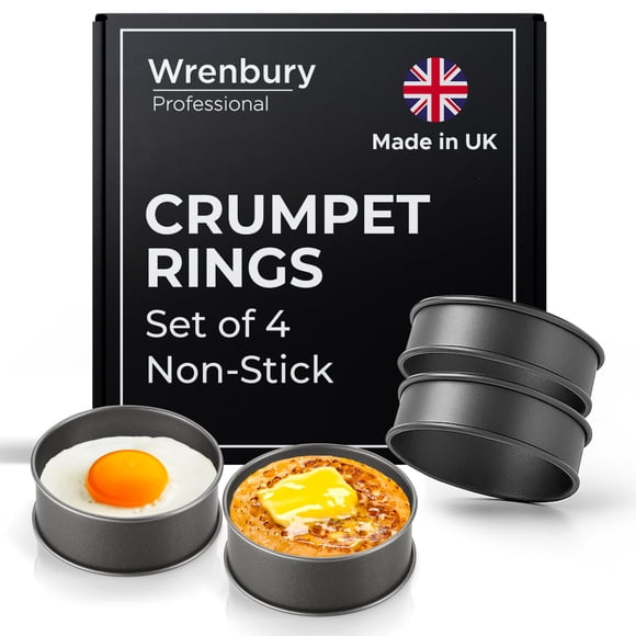 Food Ring Molds Wrenbury Crumpet Anillos antiadherentes de 9 cm, juego de 4