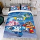 thumbnail image 4 of Robocar de Poli Conjunto de sábanas temático, trío de piezas, cómodo y amigable con la piel, diseño único, regalo de decoración para el hogar para familiares, amigos y fans, 90 cm * 190 cm, 4 of 6