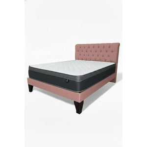 Vitelio - Cama King Plazas (Color) Europea Incluye Base+Respaldo+Colchon