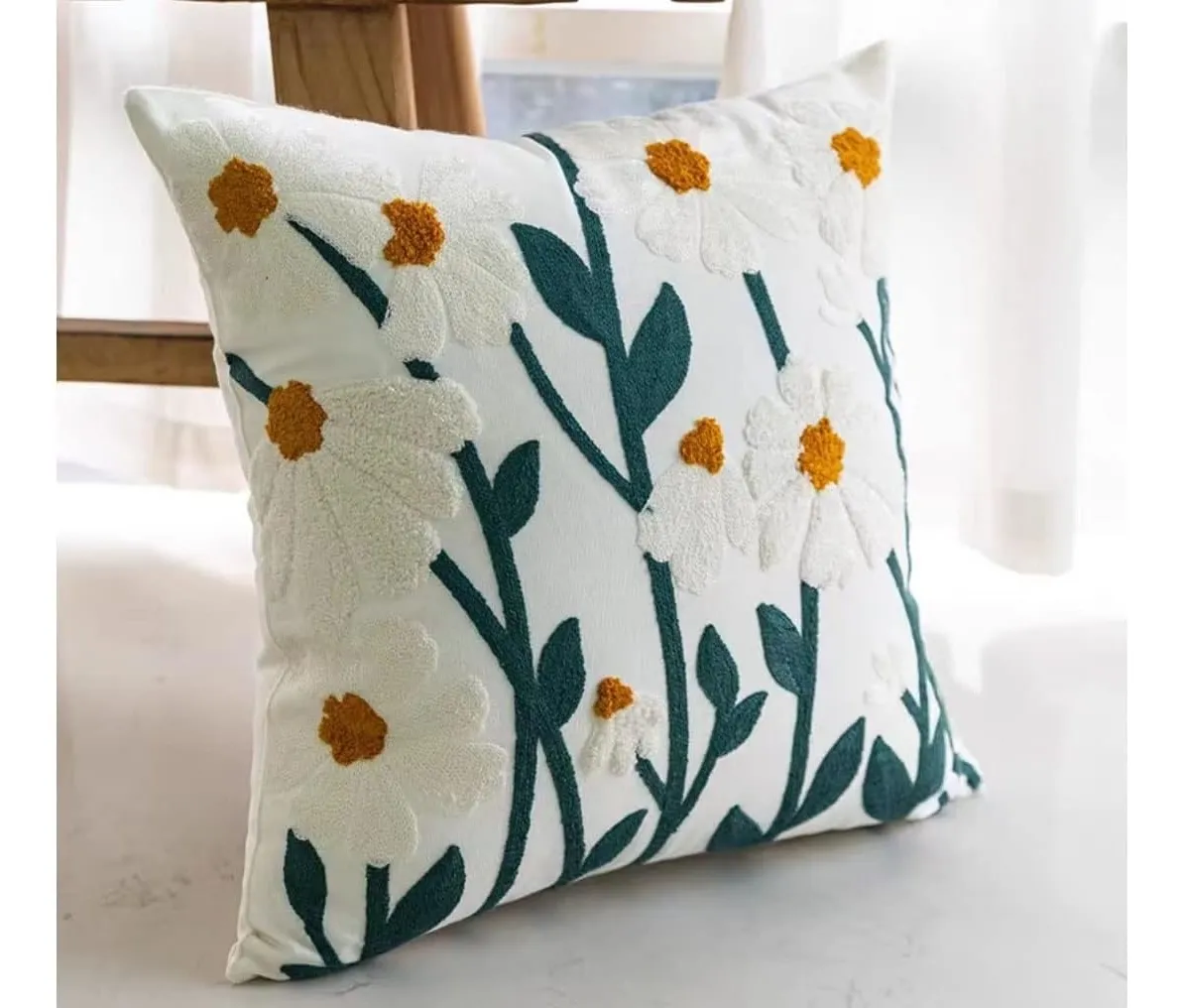 Casadeliacl - Fundas Para Cojines Sin Relleno 2 Unidades Diseños Bordados Azul Flor