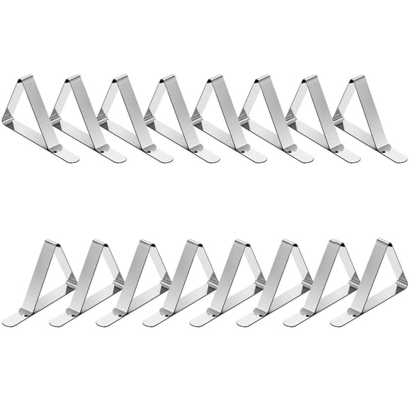 Pinzas para mantel tripolares de acero inoxidable, paquete de 16