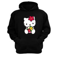 Genérico - Polerón Canguro Gatita Kitty Negro Talla Xl Unisex