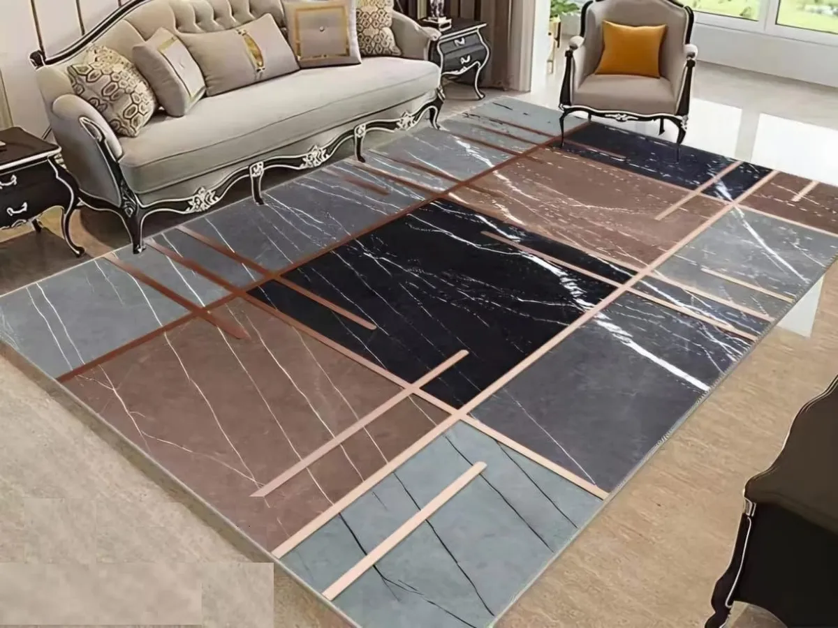 Casadeliacl - Alfombra 200X240 Moderna Elegante Decorativa Tf Marrón / 2 M / 2.4 M / Cuadros