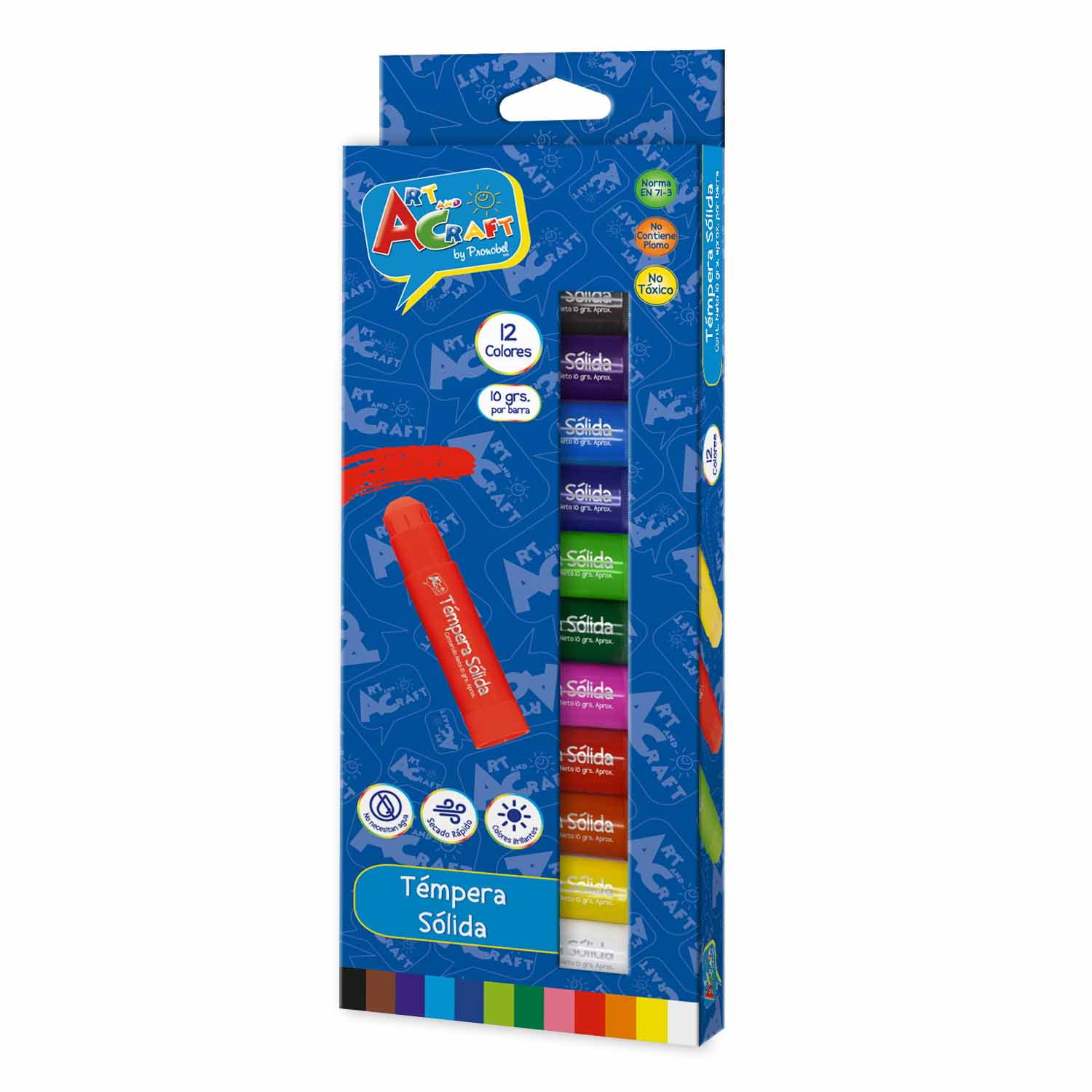 Tempera Solida 12 Colores Art & Craft