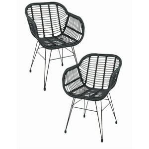 Habita2 Chile - Pack 2 Sitiales Butaca Rattan Santorini Para Living O Terraza - Negro