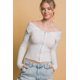 thumbnail image 1 of Saronite Top de Manga Larga Elástico de Viscosa con Cuello Bardot y Cremallera, Acanalado, Blanco (Mujer), 1 of 5
