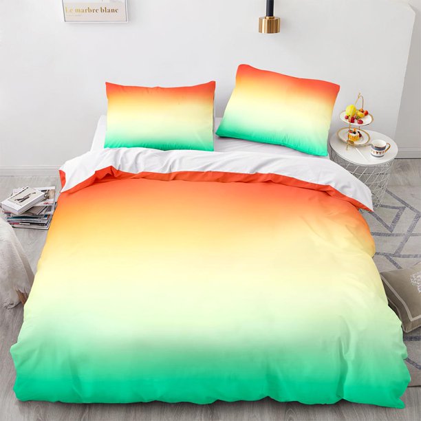 Rainbow Gradient Duvet Cover Set Queen Size Rainbow for Boys Girls Cute Style Bedding Set Polyester Single King Twin Quilt Cover Bed Sheets