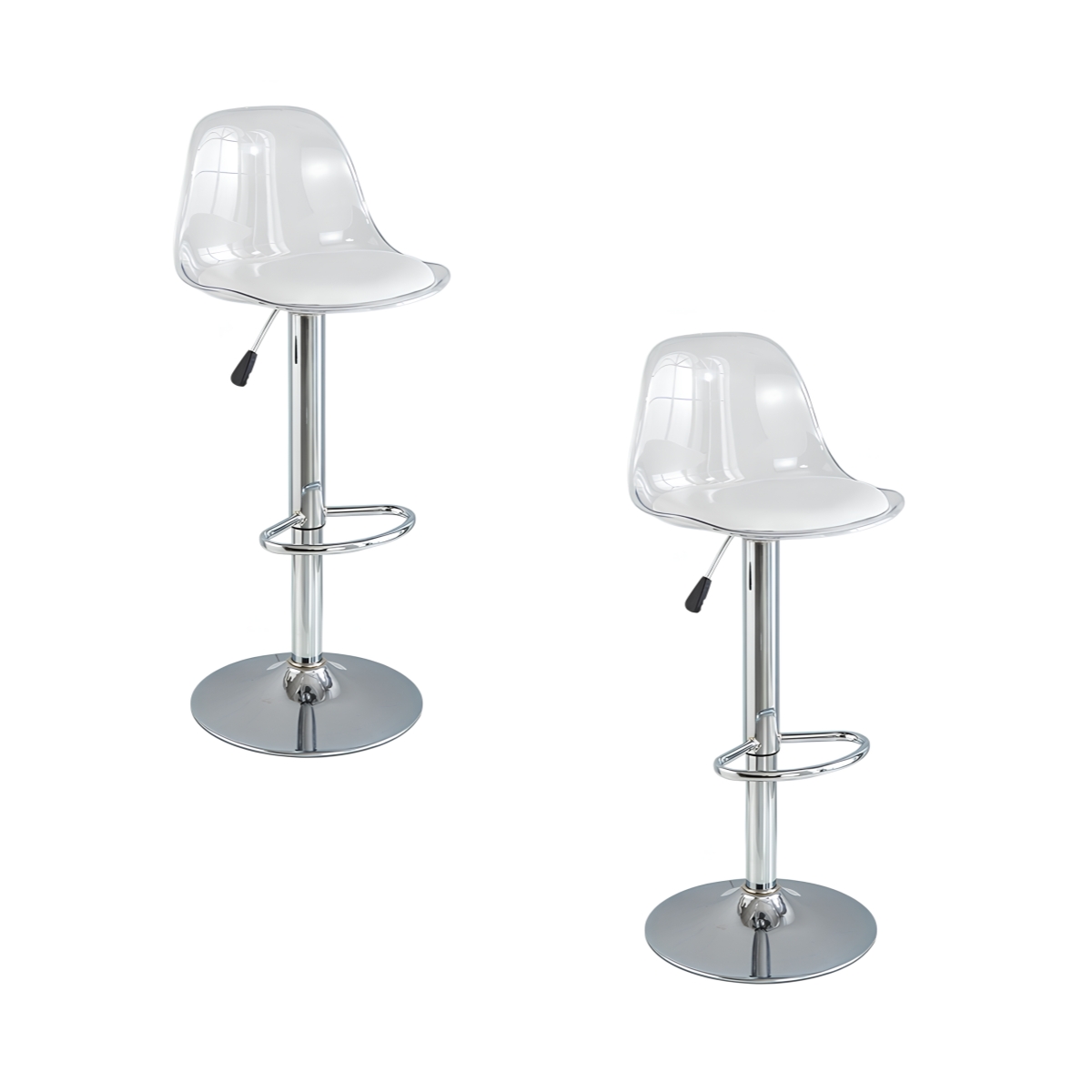 Lubabycas - Pack 2 Sillas Piso Bar Blancas Altura Regulable Con Respaldo