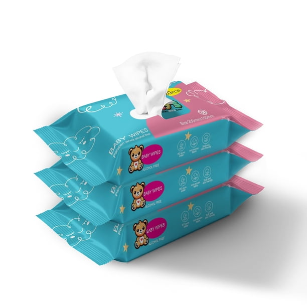 Toallitas húmedas sin perfume Ioly's Baby Wipes, 99% a base de agua con aloe vera, sin fragancia, pa