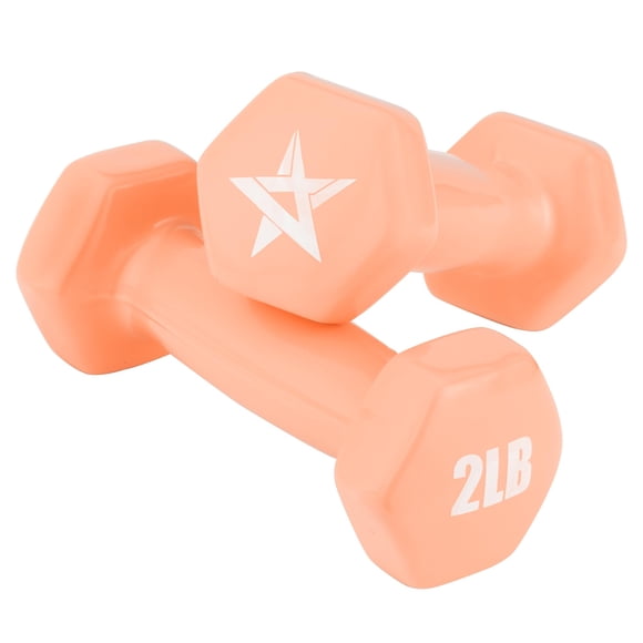 Mancuernas Yes4All recubiertas de vinilo 0.9 kg color Peach Puzz, par de 2 lb