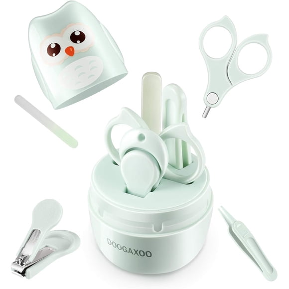 Kit de aseo para bebé DOOGAXOO 4 en 1 con estuche, cortaúñas y tijeras