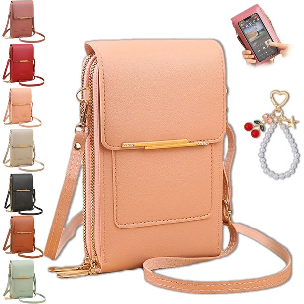 Bolso bandolera pantalla táctil mujer antirrobo móvil cuero impermeable hombro monedero cruzado