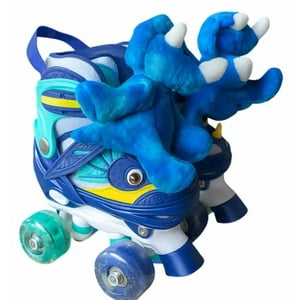 Mundo Shopping - Patines 4 Ruedas Luminosas Y Accesorios Dinopatin Xs Azul