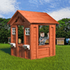 thumbnail image 1 of Wooden Kids Playhouse with 2 windows and flowerpot holder,42"Lx46"Wx55"H,Golden Red, 1 of 3