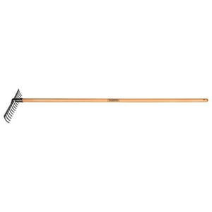 Tramontina - Rastrillo Curvo Liviano 16 Dientes Mango Madera 145Cm Gris Oscuro