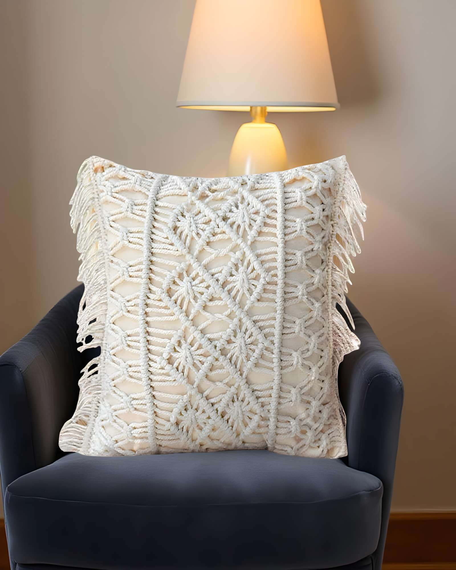 Genérico - Set De 4 Fundas De Cojin Estilo Bohemio 45X45 Cm Blanco 01